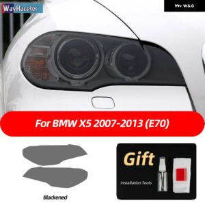 BMW 2個 ヘッドライト フィルムフロントライトクリアスモークブラック TPU ステッカー X5 E70 X5M M パフォーマンス 2007-2013 - X5 smoked black