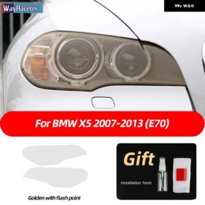 BMW 2個 ヘッドライト フィルムフロントライトクリアスモークブラック TPU ステッカー X5 E70 X5M M パフォーマンス 2007-2013 - X5 golden point