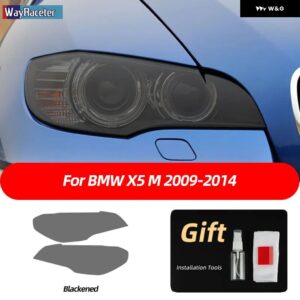 BMW 2個 ヘッドライト フィルムフロントライトクリアスモークブラック TPU ステッカー X5 E70 X5M M パフォーマンス 2007-2013 - X5 M smoked black
