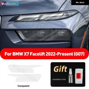 BMW 2個 ヘッドライト フィルムクリアスモークブラック TPU ステッカー X7 2022 フェイスリフト 2023 G07 M50 M60I - Transparent