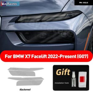 BMW 2個 ヘッドライト フィルムクリアスモークブラック TPU ステッカー X7 2022 フェイスリフト 2023 G07 M50 M60I - Smoked black