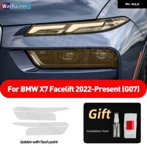 BMW 2個 ヘッドライト フィルムクリアスモークブラック TPU ステッカー X7 2022 フェイスリフト 2023 G07 M50 M60I - Golden point