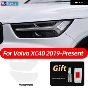 ボルボ 2個 スモークブラック TPU ステッカー クリア ヘッドライト フィルム XC40 XC60 XC90 S60 S90 V60 V90 2020 2021 2022 - xc40　transparent