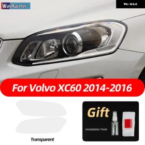 ボルボ 2個 スモークブラック TPU ステッカー クリア ヘッドライト フィルム XC40 XC60 XC90 S60 S90 V60 V90 2020 2021 2022 - xc60　14-17　t