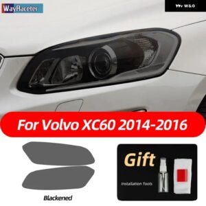 ボルボ 2個 スモークブラック TPU ステッカー クリア ヘッドライト フィルム XC40 XC60 XC90 S60 S90 V60 V90 2020 2021 2022 - xc60　14-17　b