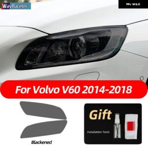 ボルボ 2個 スモークブラック TPU ステッカー クリア ヘッドライト フィルム XC40 XC60 XC90 S60 S90 V60 V90 2020 2021 2022 - v60　14-18　b