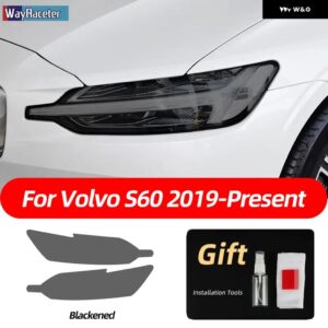 ボルボ 2個 スモークブラック TPU ステッカー クリア ヘッドライト フィルム XC40 XC60 XC90 S60 S90 V60 V90 2020 2021 2022 - s60　19-on　b