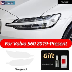 ボルボ 2個 スモークブラック TPU ステッカー クリア ヘッドライト フィルム XC40 XC60 XC90 S60 S90 V60 V90 2020 2021 2022 - s60　19-on　t