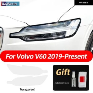 ボルボ 2個 スモークブラック TPU ステッカー クリア ヘッドライト フィルム XC40 XC60 XC90 S60 S90 V60 V90 2020 2021 2022 - v60　19-on　t