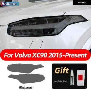 ボルボ 2個 スモークブラック TPU ステッカー クリア ヘッドライト フィルム XC40 XC60 XC90 S60 S90 V60 V90 2020 2021 2022 - xc90　blackened