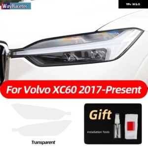 ボルボ 2個 スモークブラック TPU ステッカー クリア ヘッドライト フィルム XC40 XC60 XC90 S60 S90 V60 V90 2020 2021 2022 - xc60　transparent