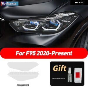 BMW 2個 ヘッドライト フィルムクリアスモークブラック TPU ステッカー X5 G05 M F95 2019-23 - For F95 t