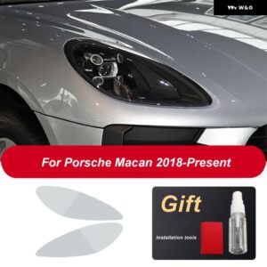 ポルシェ ヘッドライト フィルム ヘッドランプ クリア黒 TPU ステッカー カイエン 2019 パナメーラ 970 971 マカン - For Macan 18-on5
