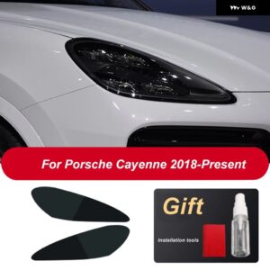 ポルシェ ヘッドライト フィルム ヘッドランプ クリア黒 TPU ステッカー カイエン 2019 パナメーラ 970 971 マカン - For Cayenne black