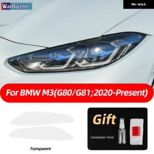 BMW 2個 M パフォーマンス ヘッドライト フィルムフロントライトクリアスモークブラック TPU ステッカー M3 G80 G81 2021 2022 - Transparent