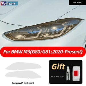 BMW 2個 M パフォーマンス ヘッドライト フィルムフロントライトクリアスモークブラック TPU ステッカー M3 G80 G81 2021 2022 - Golden point
