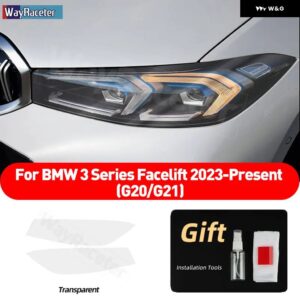 BMW 2個 ヘッドライト フィルムクリアスモークブラック TPU ステッカー 3シリーズ 2023 フェイスリフト G20 G21 - Transparent