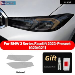 BMW 2個 ヘッドライト フィルムクリアスモークブラック TPU ステッカー 3シリーズ 2023 フェイスリフト G20 G21 - Smoked black