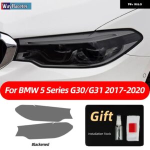 BMW 2個 ヘッドライト フィルムクリアスモークブラック TPU ステッカー F10 F11 F07 G31 G30 5シリーズ 2022 M パフォーマンス - G30 G31 17-20 S