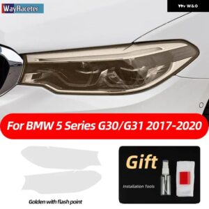 BMW 2個 ヘッドライト フィルムクリアスモークブラック TPU ステッカー F10 F11 F07 G31 G30 5シリーズ 2022 M パフォーマンス - G30 G31 17-20 G