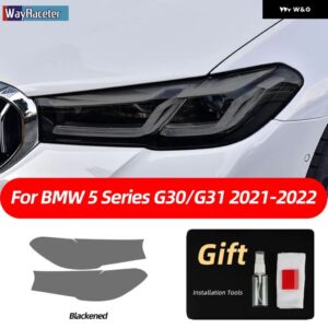 BMW 2個 ヘッドライト フィルムクリアスモークブラック TPU ステッカー F10 F11 F07 G31 G30 5シリーズ 2022 M パフォーマンス - G30 G31 21-22 S
