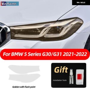 BMW 2個 ヘッドライト フィルムクリアスモークブラック TPU ステッカー F10 F11 F07 G31 G30 5シリーズ 2022 M パフォーマンス - G30 G31 21-22 G