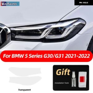 BMW 2個 ヘッドライト フィルムクリアスモークブラック TPU ステッカー F10 F11 F07 G31 G30 5シリーズ 2022 M パフォーマンス - G30 G31 21-22 T