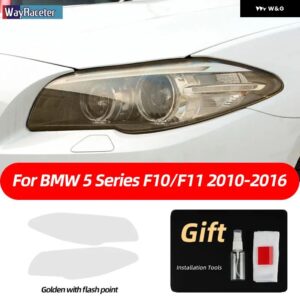 BMW 2個 ヘッドライト フィルムクリアスモークブラック TPU ステッカー F10 F11 F07 G31 G30 5シリーズ 2022 M パフォーマンス - F10 F112