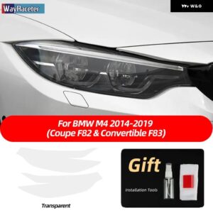 BMW 2個 ヘッドライト フィルムフロントライトクリアスモークブラック TPU ステッカー M4 F82 F83 4シリーズ F32 F33 F36 - F82 F83 T