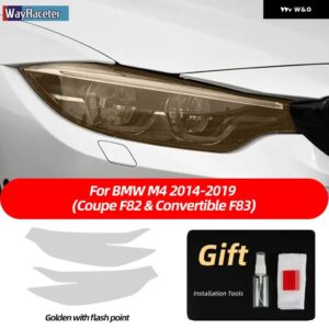 BMW 2個 ヘッドライト フィルムフロントライトクリアスモークブラック TPU ステッカー M4 F82 F83 4シリーズ F32 F33 F36 - F82 F83 G