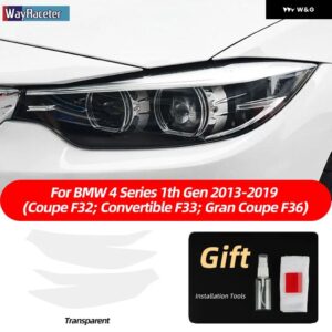 BMW 2個 ヘッドライト フィルムフロントライトクリアスモークブラック TPU ステッカー M4 F82 F83 4シリーズ F32 F33 F36 - F32 33 36 T