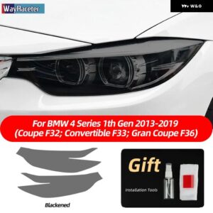 BMW 2個 ヘッドライト フィルムフロントライトクリアスモークブラック TPU ステッカー M4 F82 F83 4シリーズ F32 F33 F36 - F32 33 36 B