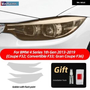 BMW 2個 ヘッドライト フィルムフロントライトクリアスモークブラック TPU ステッカー M4 F82 F83 4シリーズ F32 F33 F36 - F32 33 36 G