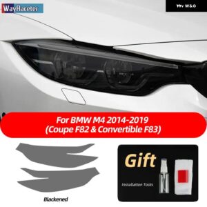 BMW 2個 ヘッドライト フィルムフロントライトクリアスモークブラック TPU ステッカー M4 F82 F83 4シリーズ F32 F33 F36 - F82 F83 B