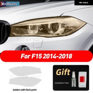 BMW 2個 ヘッドライト フィルムクリアスモークブラック TPU ステッカー X5 F15 X5M F85 M パフォーマンス - For F15 golden point