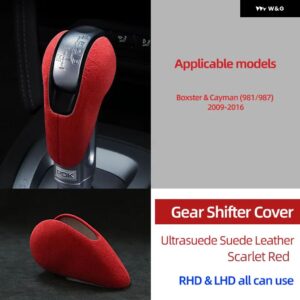 ポルシェ トップスエード ラップ ギアシフト ノブトリム ステッカー カバー ケイマンボクスター 981 987 2009-2016 - Scarlet Red