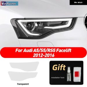 アウディ 2個 ヘッドライト フィルムクリアスモークブラック TPU ステッカー A5 B8 フェイスリフト 2012-2016 S5 RS5 8F スポーツバック - Transparent