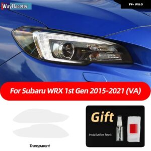 スバル 2個 ヘッドライト フィルムフロントライトクリアスモークブラック TPU ステッカー WRX VA 2015-2021 STI - Trransparent