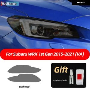 スバル 2個 ヘッドライト フィルムフロントライトクリアスモークブラック TPU ステッカー WRX VA 2015-2021 STI - Smoked black