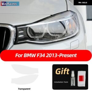 BMW 2個 ヘッドライト フィルムフロントライトクリアスモークブラック TPU ステッカー 3シリーズ F30 F31 F34 G20 G21 - F34
