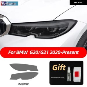BMW 2個 ヘッドライト フィルムフロントライトクリアスモークブラック TPU ステッカー 3シリーズ F30 F31 F34 G20 G21 - G20 G21 Black