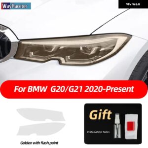 BMW 2個 ヘッドライト フィルムフロントライトクリアスモークブラック TPU ステッカー 3シリーズ F30 F31 F34 G20 G21 - G20 G214