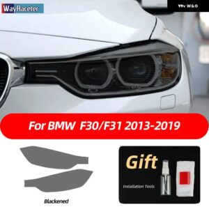 BMW 2個 ヘッドライト フィルムフロントライトクリアスモークブラック TPU ステッカー 3シリーズ F30 F31 F34 G20 G21 - F30 F31 Black