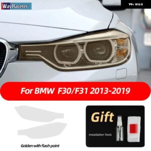 BMW 2個 ヘッドライト フィルムフロントライトクリアスモークブラック TPU ステッカー 3シリーズ F30 F31 F34 G20 G21 - F30 F312