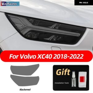 ボルボ 2個 ヘッドライト フィルムフロントライトクリアスモークブラック TPU ステッカー XC40 2022 2021 2018-ON - smoked　black