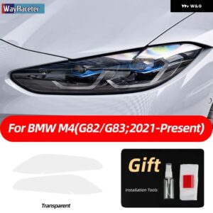 BMW 2個 M パフォーマンス ヘッドライト フィルムフロントライトクリアスモークブラック TPU ステッカー M4 G82 G83 2021 2022 - Transparent