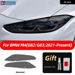 BMW 2個 M パフォーマンス ヘッドライト フィルムフロントライトクリアスモークブラック TPU ステッカー M4 G82 G83 2021 2022 - Smoked black