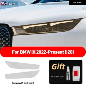 BMW 2個 ヘッドライト フィルムクリアスモークブラック TPU ステッカー IX 2022 2023 I20 M60 - Golden point