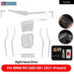 BMW 自己修復アンチスクラッチトップ TPU ビニールセンターギア インテリア ペイントフィルム M3 G80 G81 2021-23 - RHD the set