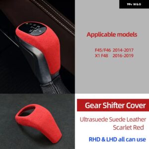 BMW ウルトラスエード トップ スエード ラップ ギア シフト ノブ トリム カバー X1 F48 2016-2019 2シリーズ アクティブ ツアラー F45 F46 2014-2017 - Scarlet Red